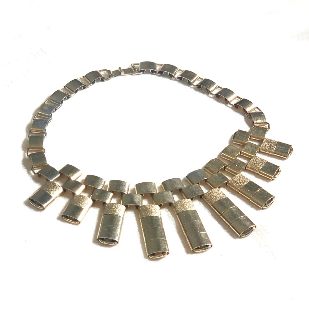 Gold Statement Necklace with Back Clapse